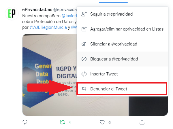 Borrar la foto en Twitter de otra persona - Paso 1