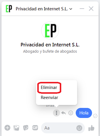 Borrar mensaje de Facebook 2