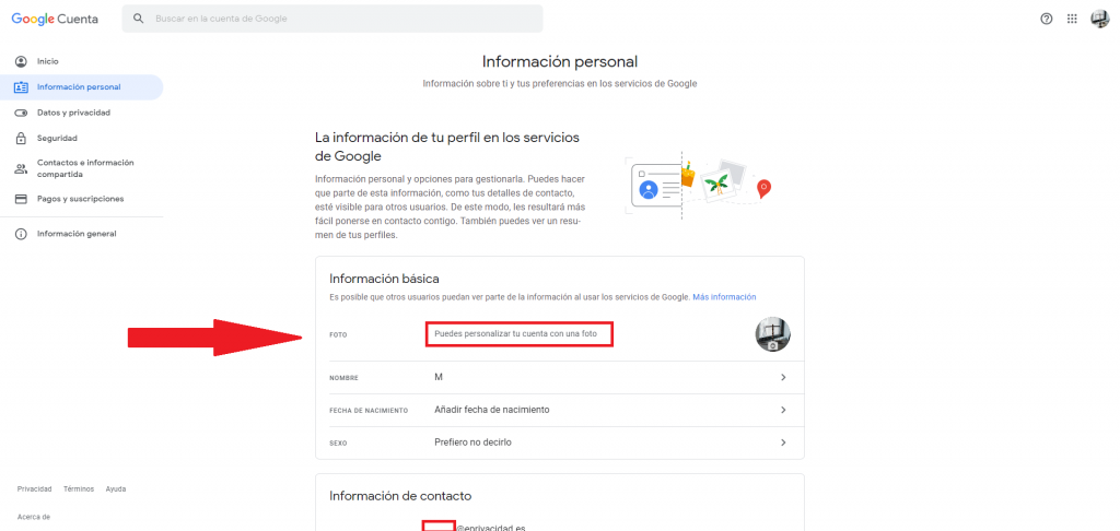 Quitar mi foto de Google - Paso 4