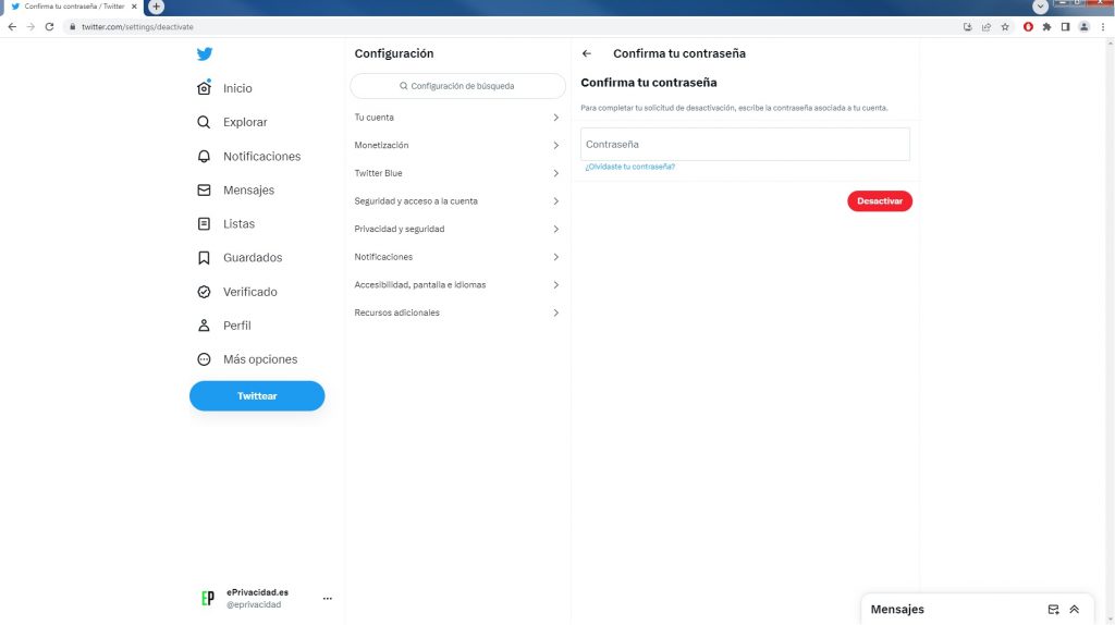 Cómo desactivar y eliminar tu cuenta de Twitter en dos pasos